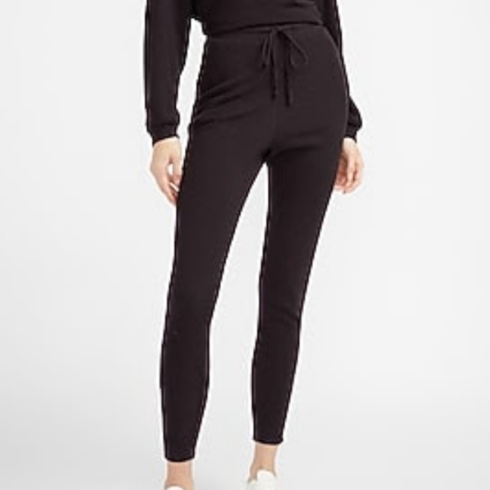 Express Super High Waisted Soft Ribbed Leggings Black Size M